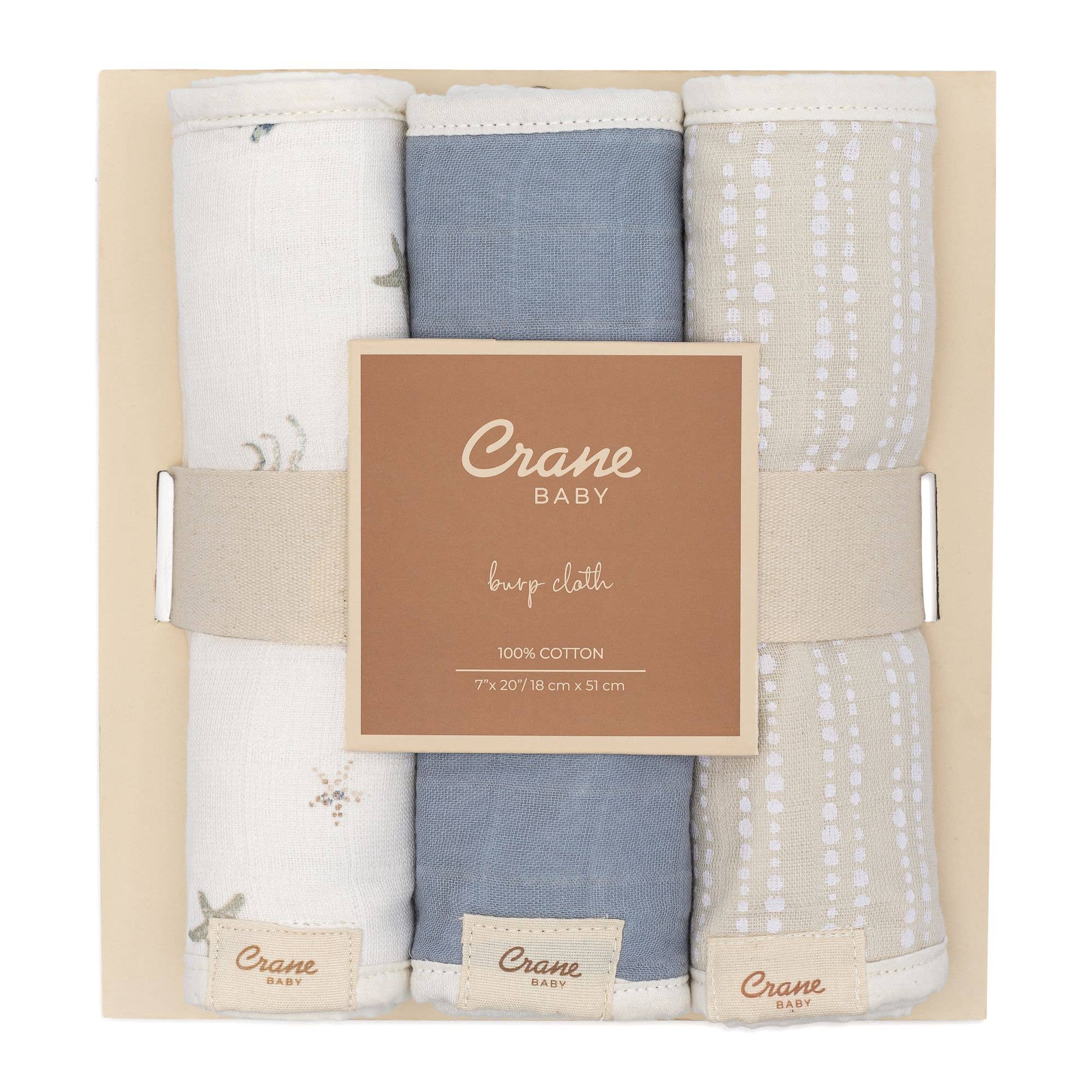 Crane Baby Cove 3-pc. Baby Burp Cloth Set (Ocean)
