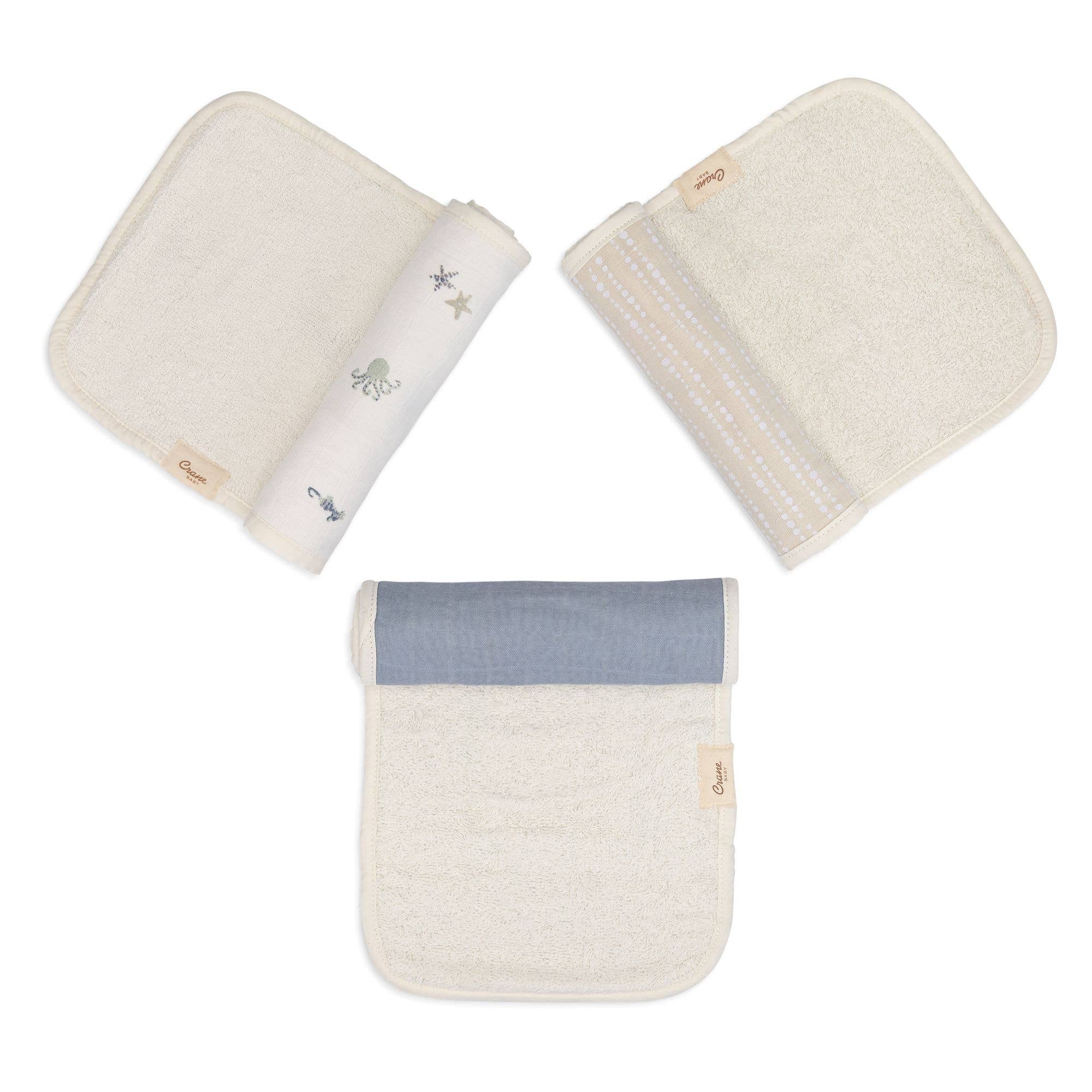Crane Baby Cove 3-pc. Baby Burp Cloth Set (Ocean)