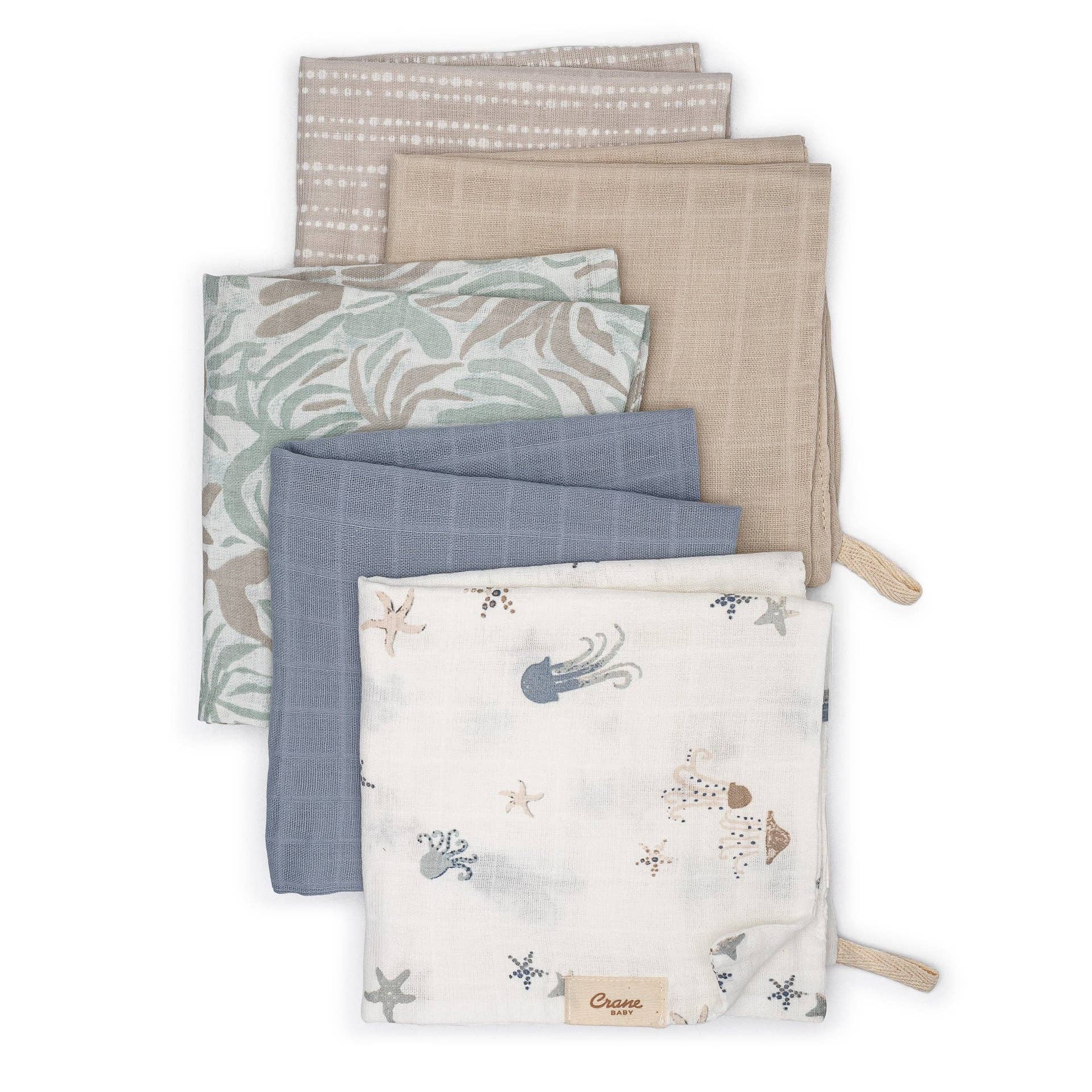 Crane Baby Cove 5-pc. Wash Cloth Set (Sea Life)