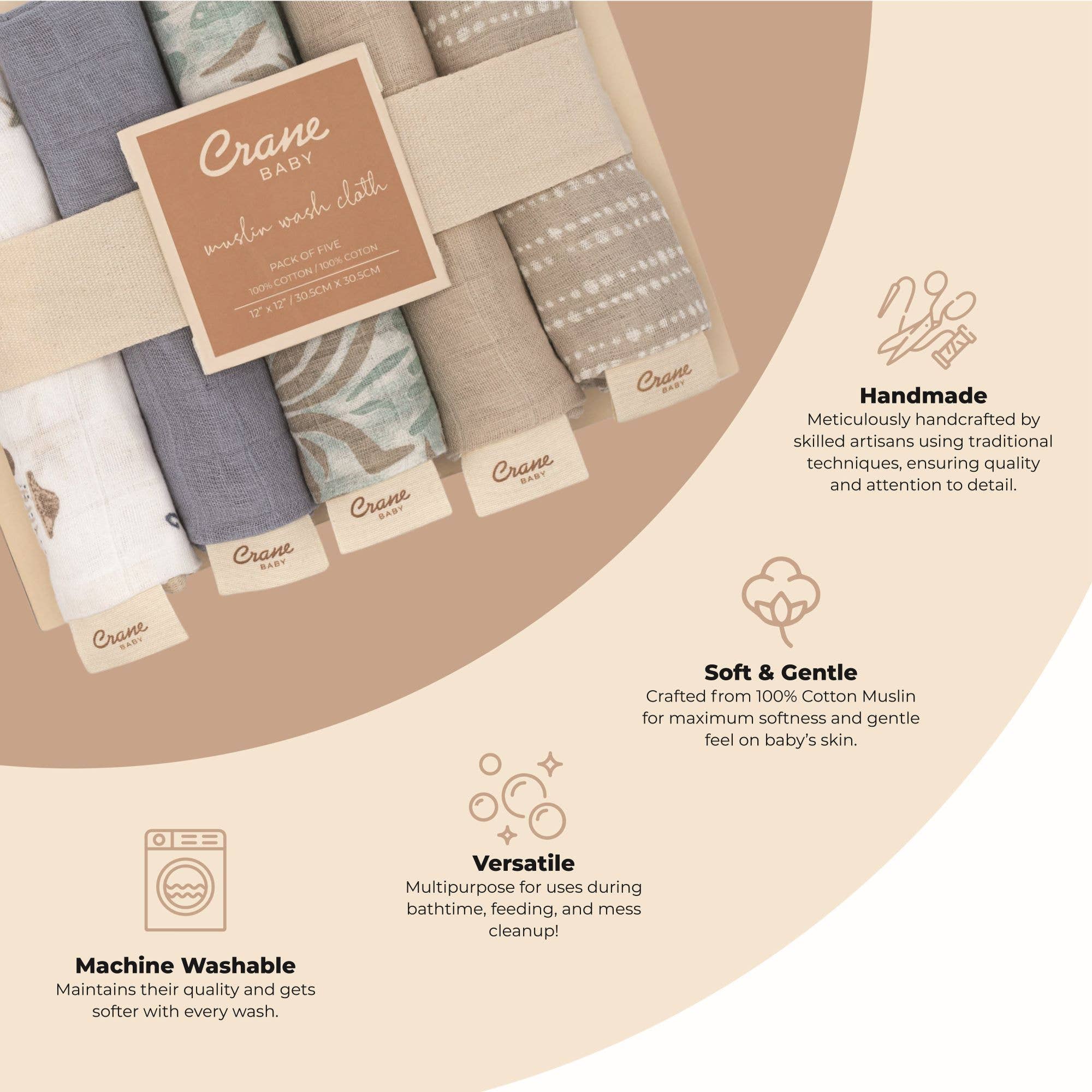 Crane Baby Cove 5-pc. Wash Cloth Set (Sea Life)