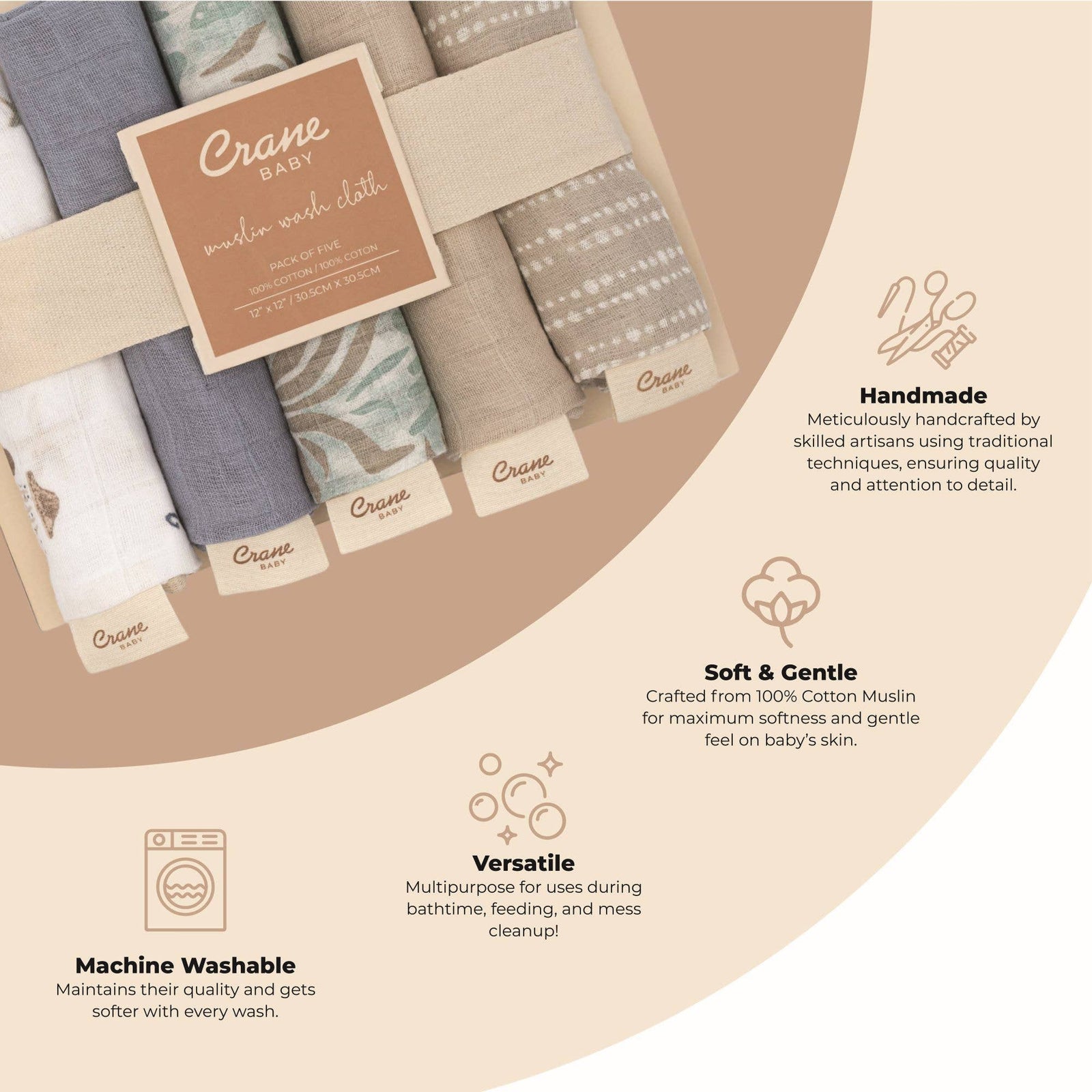 Crane Baby Cove 5-pc. Wash Cloth Set (Sea Life)