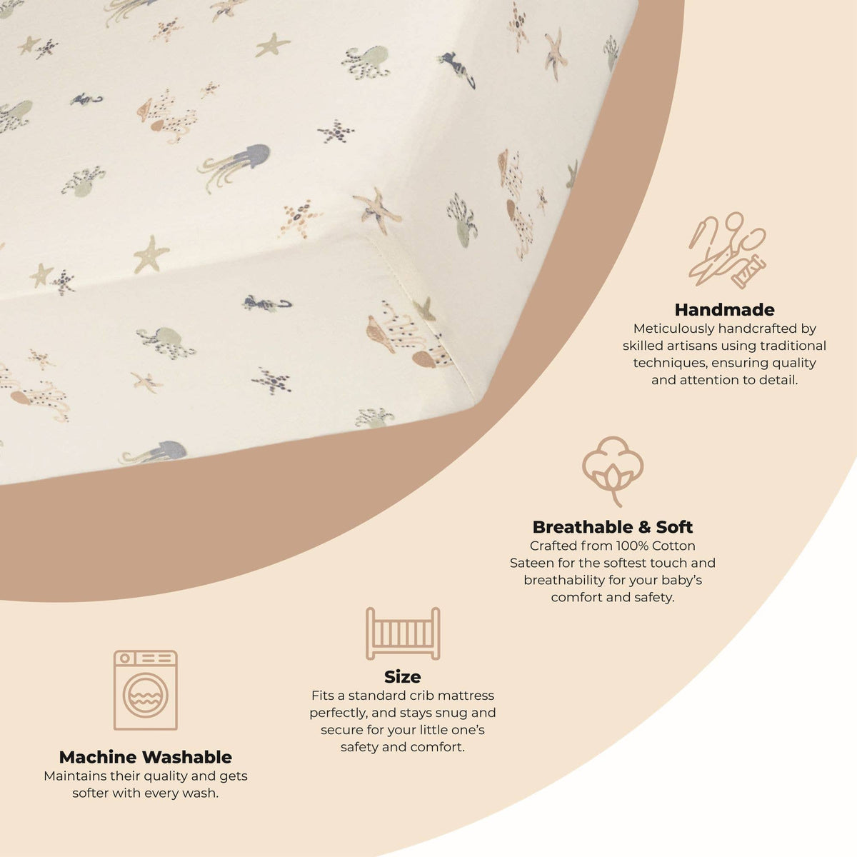Crane Baby Cove Fitted Crib Sheet - Sea Life