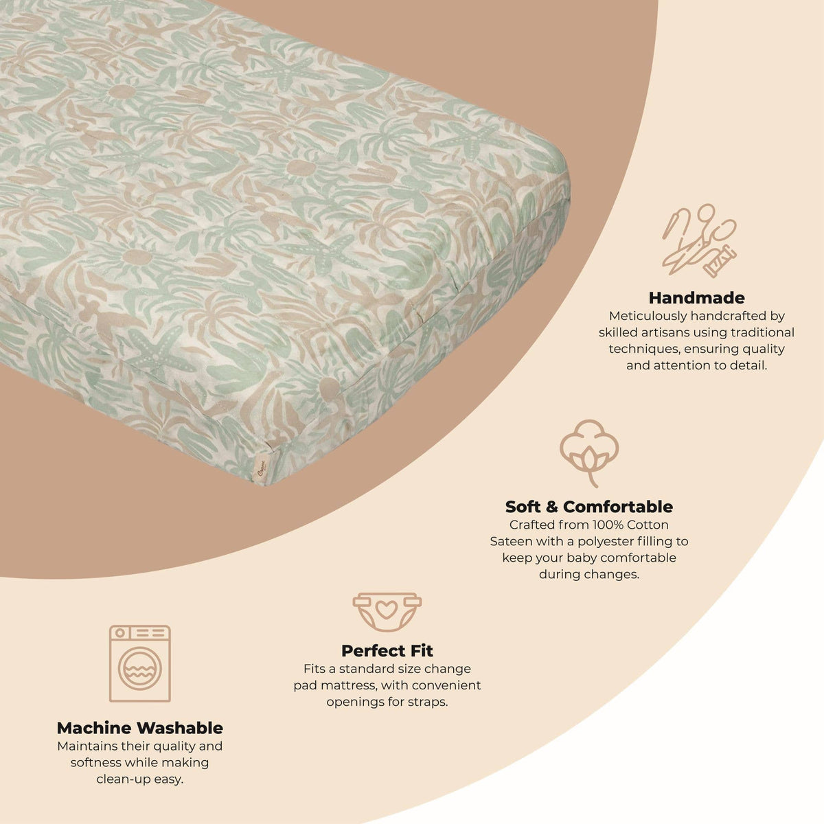 Crane Baby Cove Quilted Change Pad Cover - Beach Life