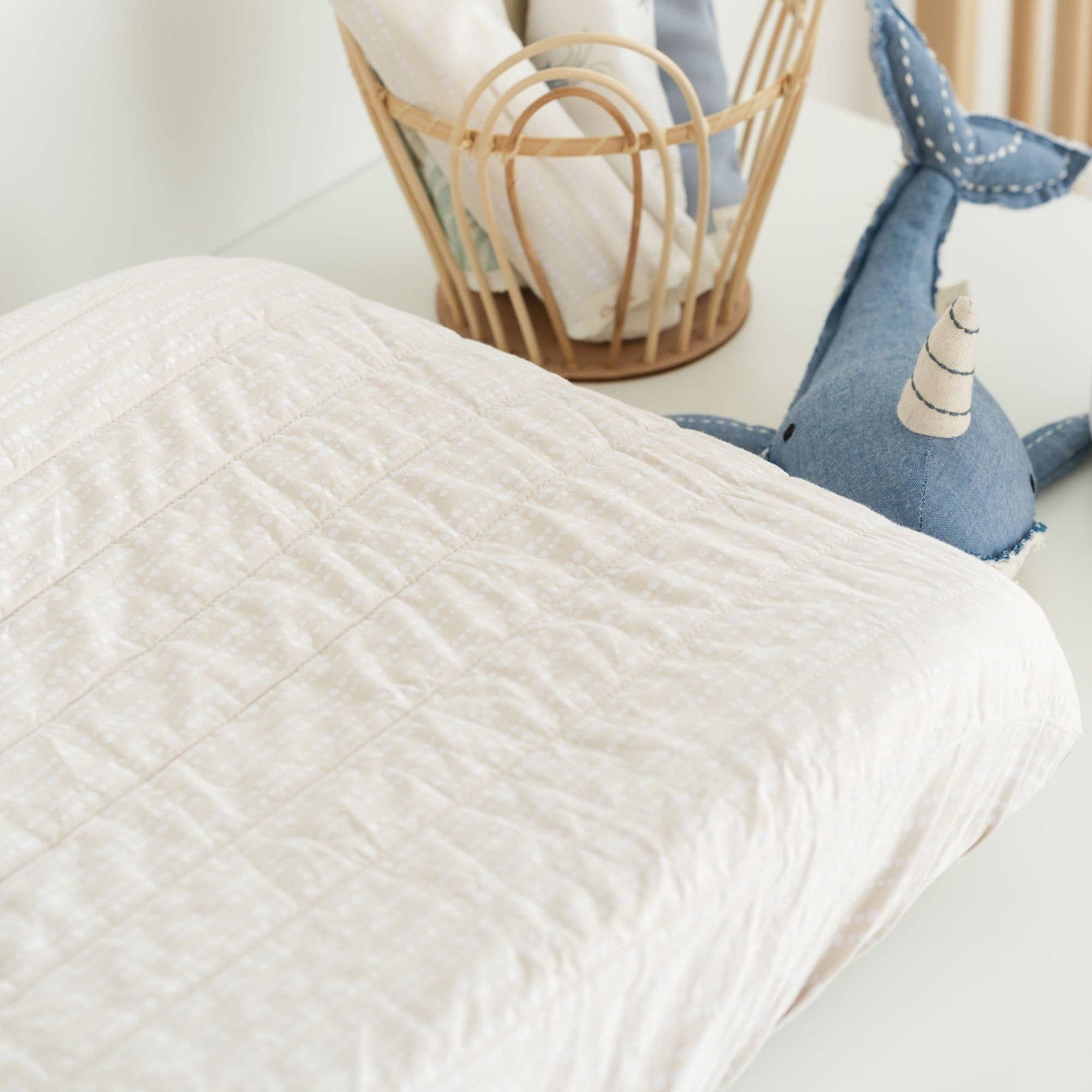 Crane Baby Cove Quilted Change Pad Cover (Neutral Dot)