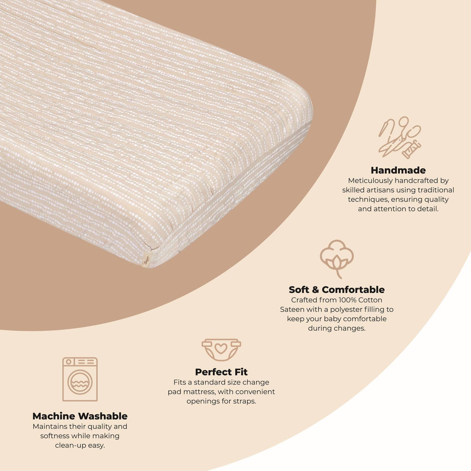 Crane Baby Cove Quilted Change Pad Cover (Neutral Dot)