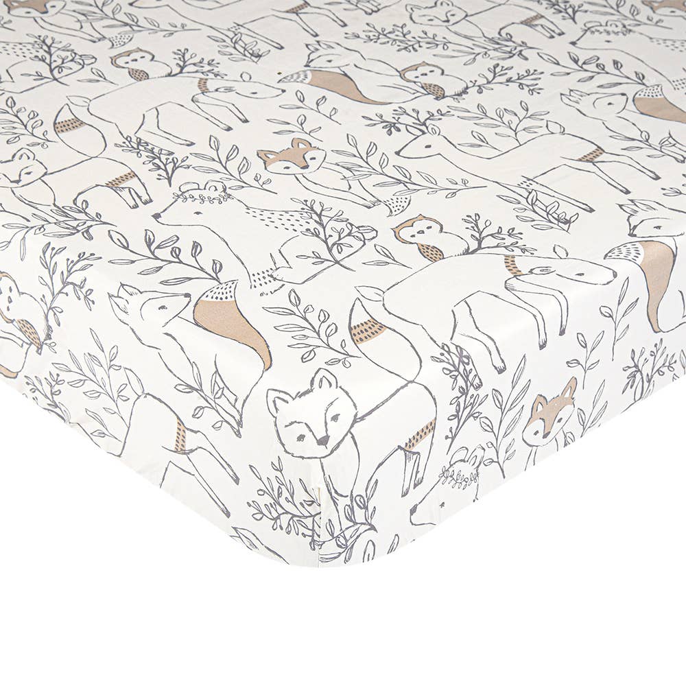 Crane Baby Ezra Crib Sheet - Woodland