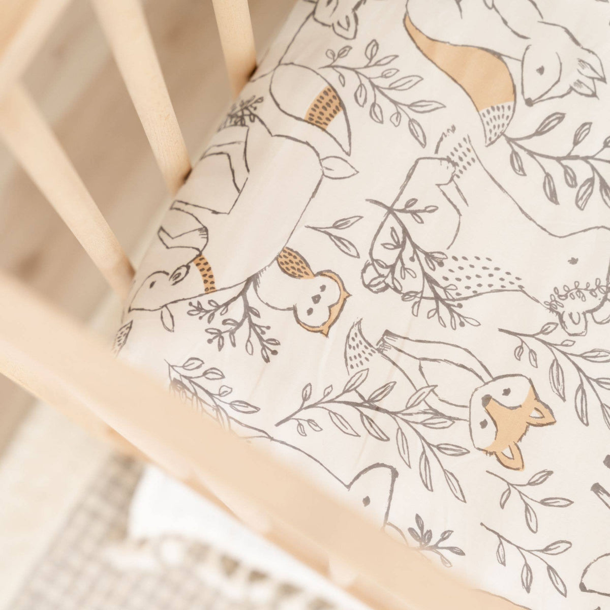 Crane Baby Ezra Crib Sheet - Woodland