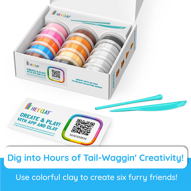 Fat Brain Toys Hey Clay Dog Buddies - 15 Can Modeling Air-Dry Clay