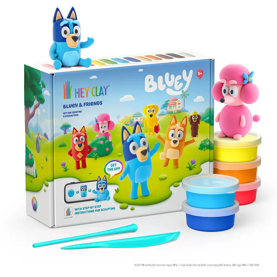 Fat Brain Toys Hey Clay Bluey and Friends -15 Can Modeling Air-Dry Clay