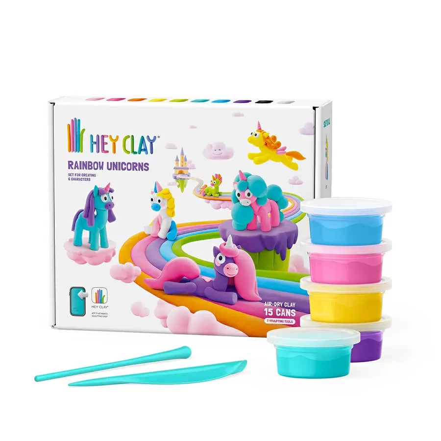 Fat Brain Toys Hey Clay Rainbow Unicorns - 15 Can Modeling Air-Dry Clay