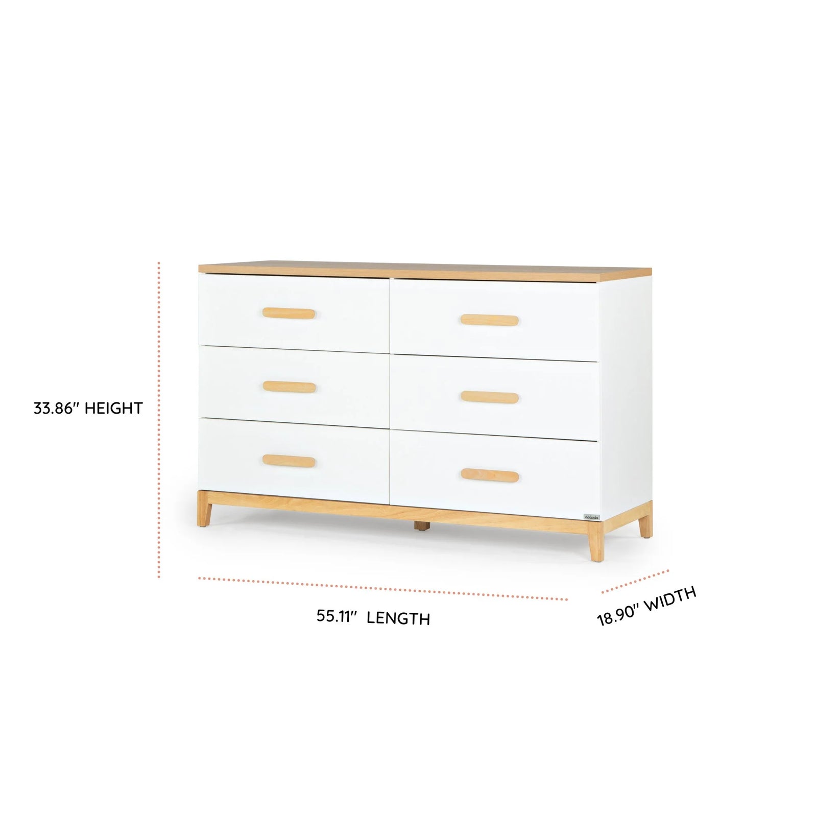 Dadada Lala Big 6-Drawer Dresser, White/Red Oak – Kids 'N Kribs Dadada Lala Big 6-Drawer Dresser, White/Red Oak – Kids 'N Kribs