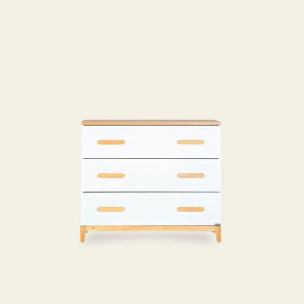 Lala Little 3-Drawer Dresser, White/Red Oak