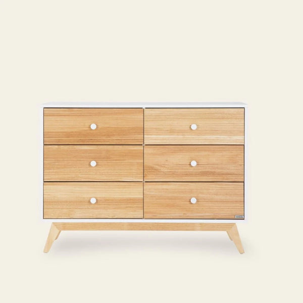 Merry 6-Drawer Dresser, White/Natural