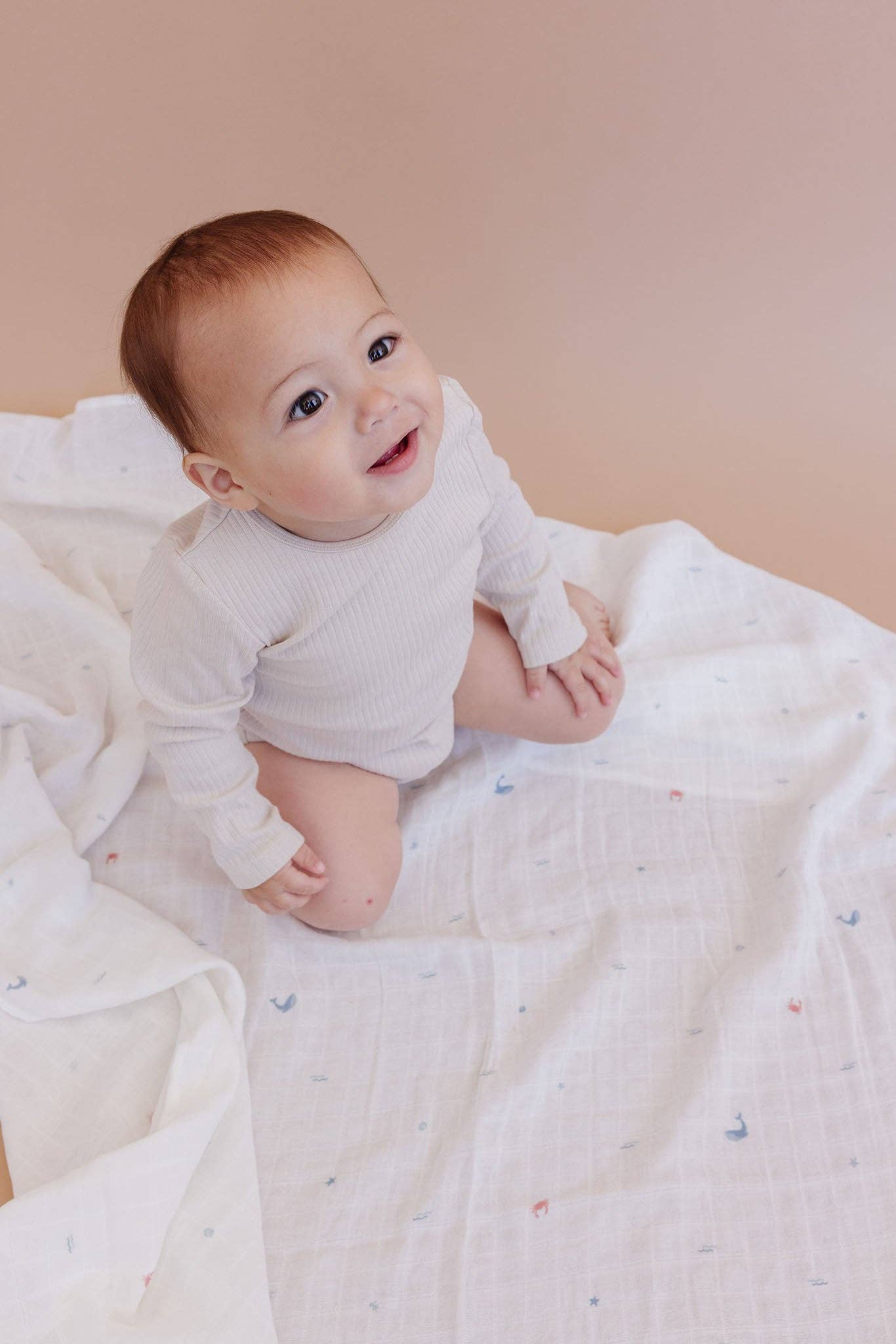 The Blueberry Hill Muslin Swaddle Nautical Ocean Baby Organic Whale Crab Gift