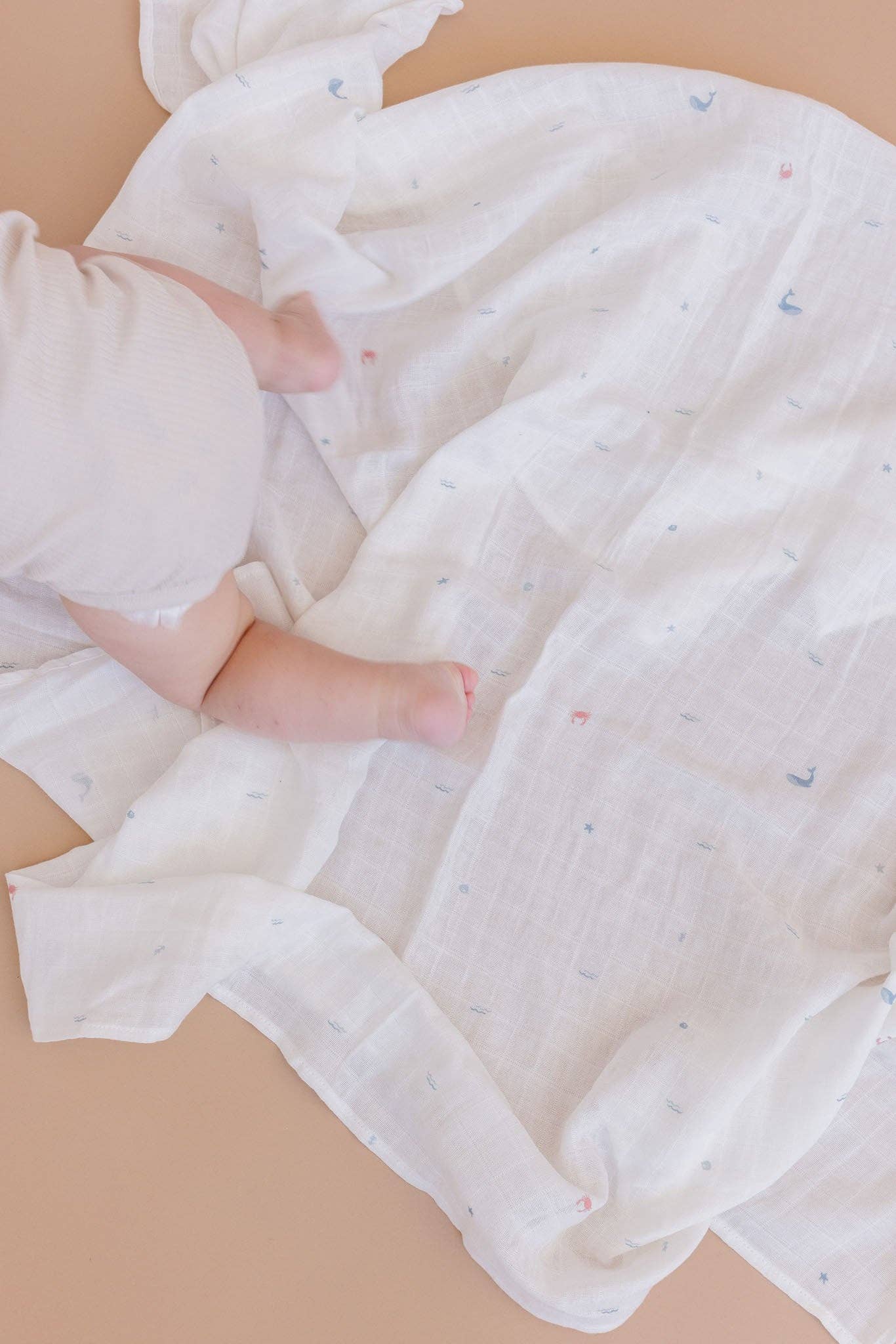 The Blueberry Hill Muslin Swaddle Nautical Ocean Baby Organic Whale Crab Gift