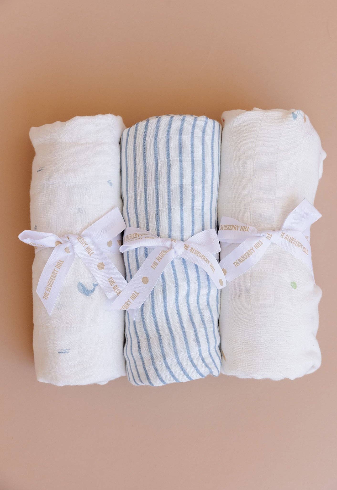 The Blueberry Hill Muslin Swaddle Nautical Ocean Baby Organic Whale Crab Gift