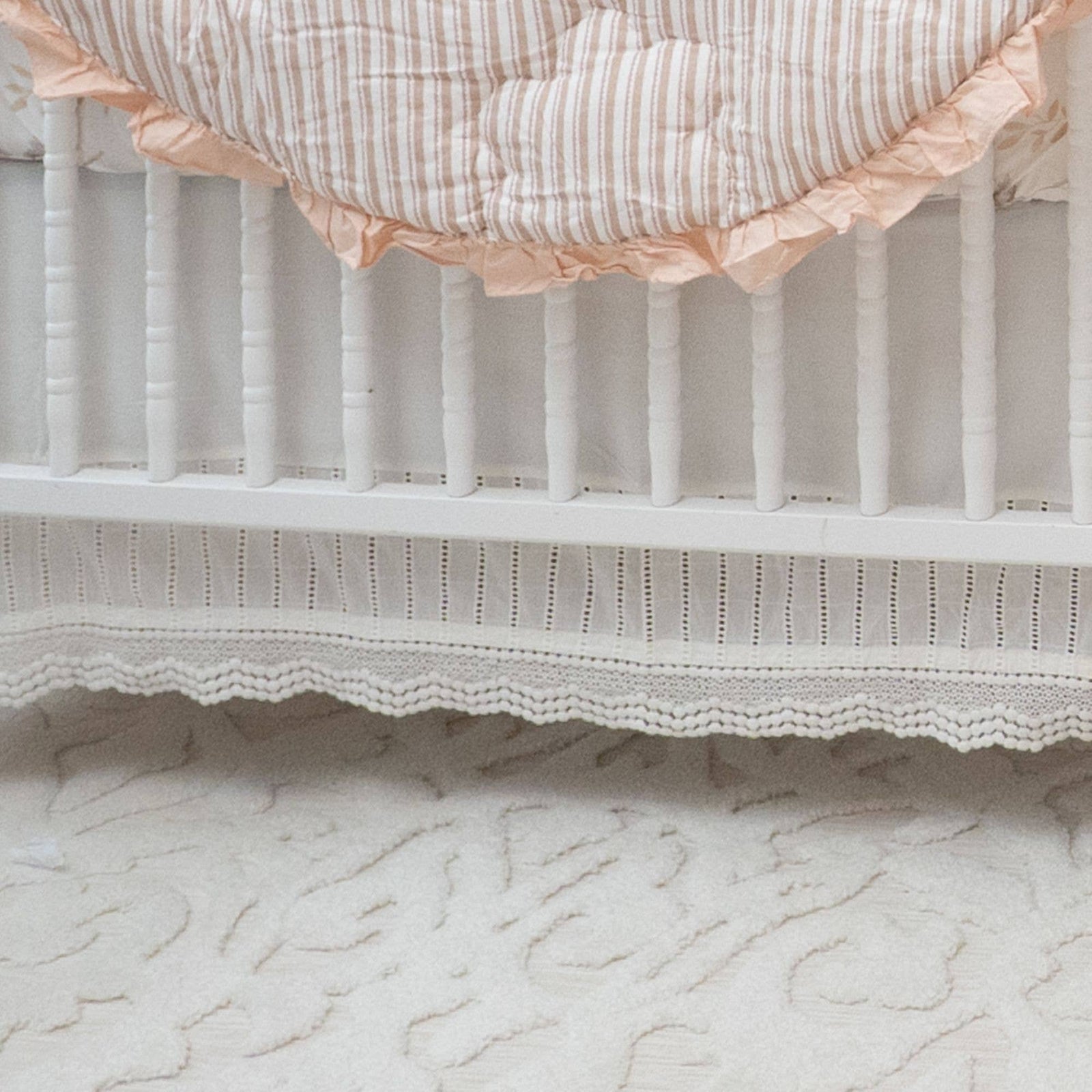 Crane Baby Off-White Lace Scallop Crib Skirt
