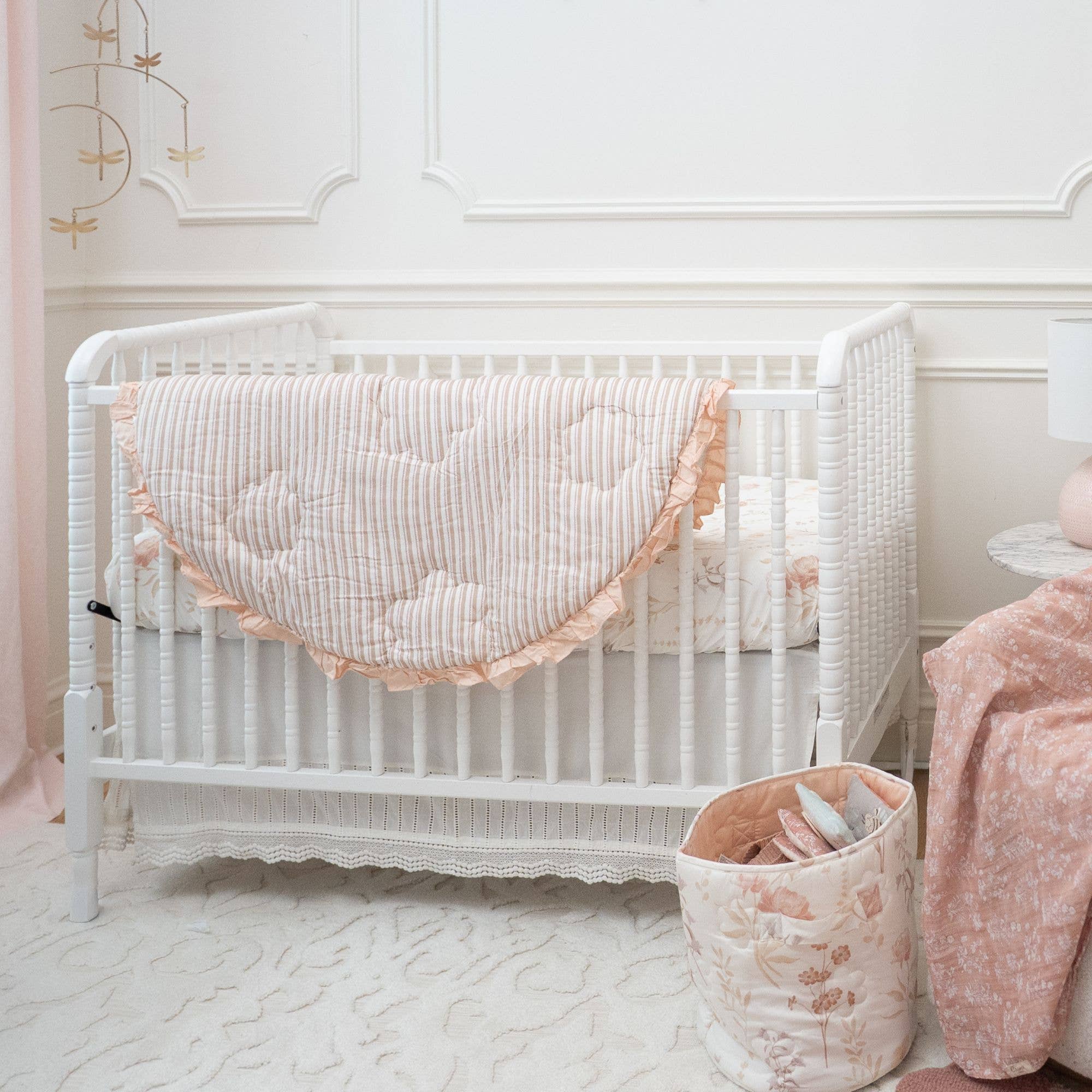 Crane Baby Off-White Lace Scallop Crib Skirt