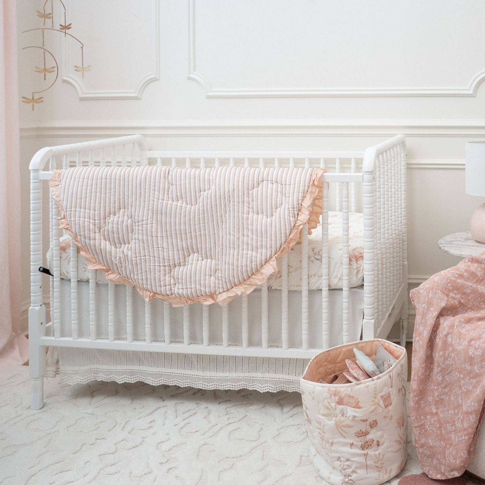 Crane Baby Off-White Lace Scallop Crib Skirt