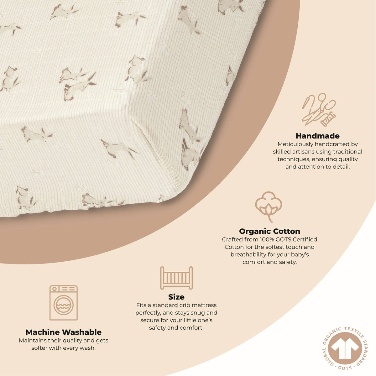Crane Baby Organic Cotton Bunny Fitted Crib Sheet