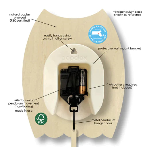 Pendulum Clock, Whale (Wood)