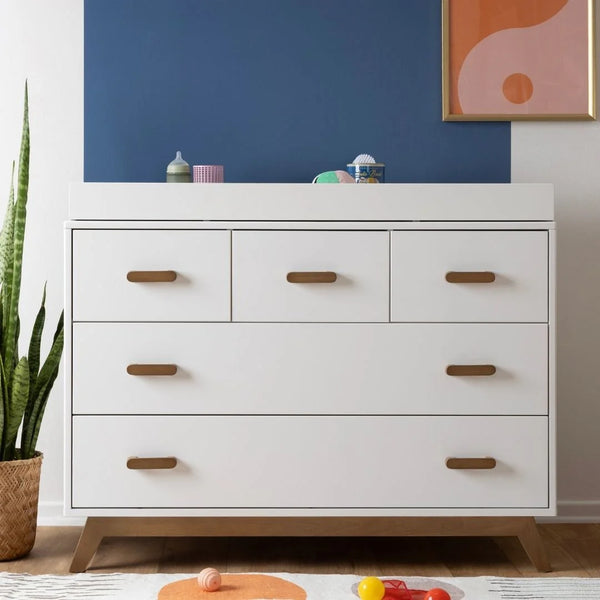 Soho 5-Drawer Dresser White/Walnut