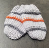Thumbless Knit Mittens, LtGrey/Charcoal/Orange