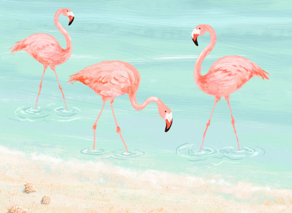Flamingos ByThe Beach Canvas Wall Art