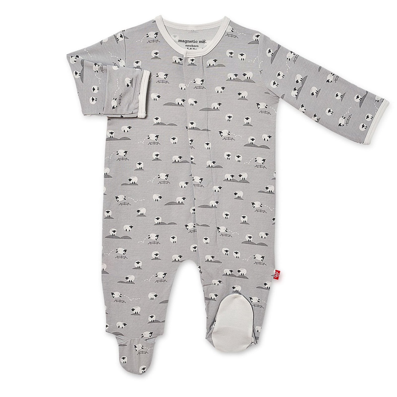 Magnetic Me Baa Baa Baby Modal Magnetic Footie, Gray