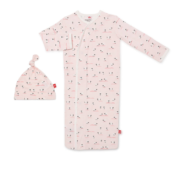 Baa Baa Baby Magnetic Sack Gown & Hat Set, Pink