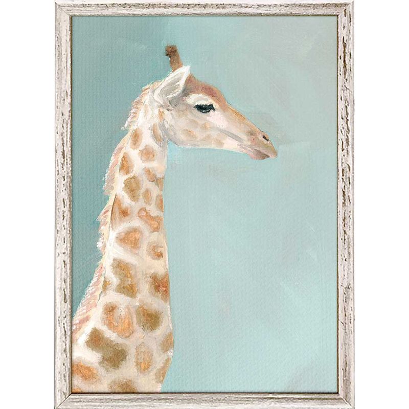 Bashful Baby Giraffe, Mini Framed Canvas