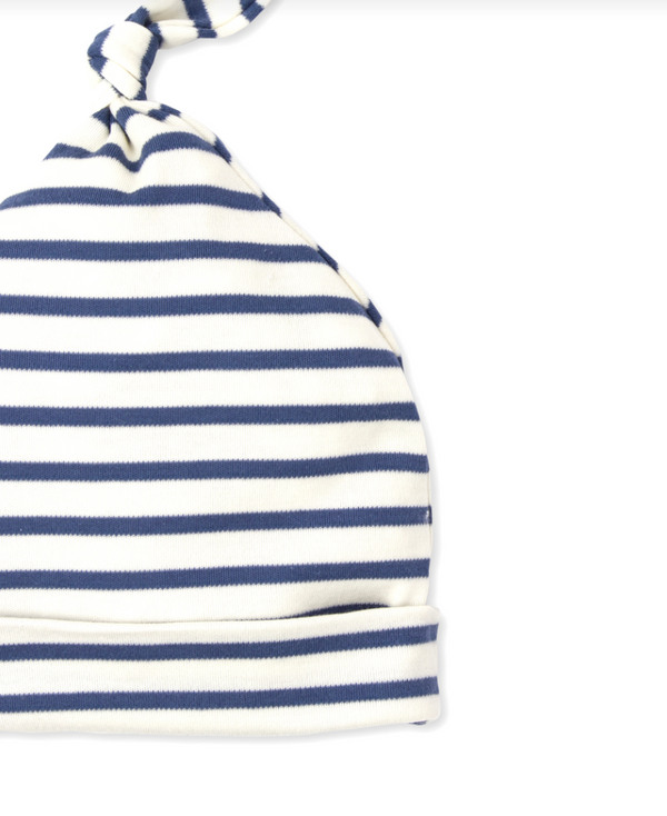 Basics Stripes Knotted Hat, Navy