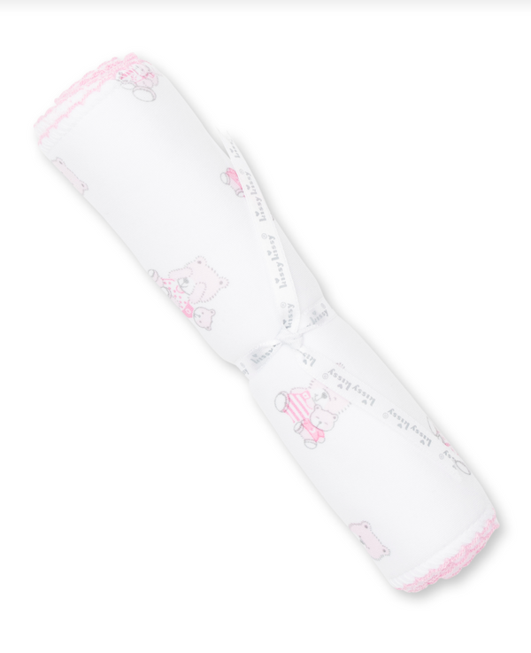Bear Snuggles Burp Cloth, Pink