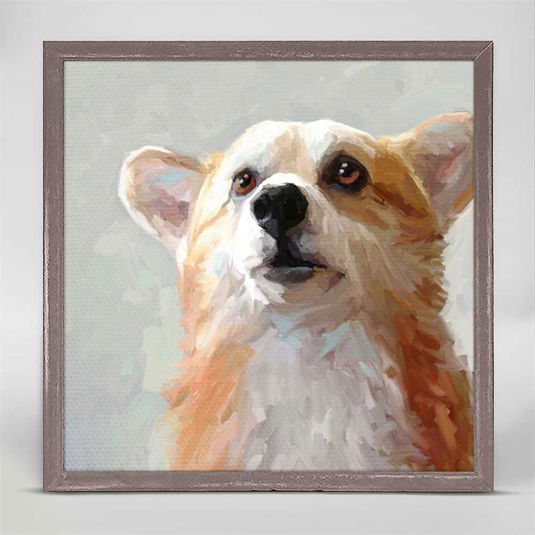 Best Friend - Looking Up Corgi, Mini Framed Canvas
