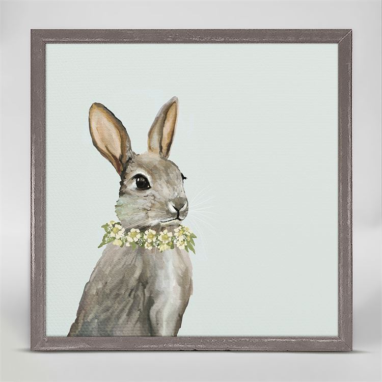 Bunny With Flower Wreath, Mini Framed Canvas