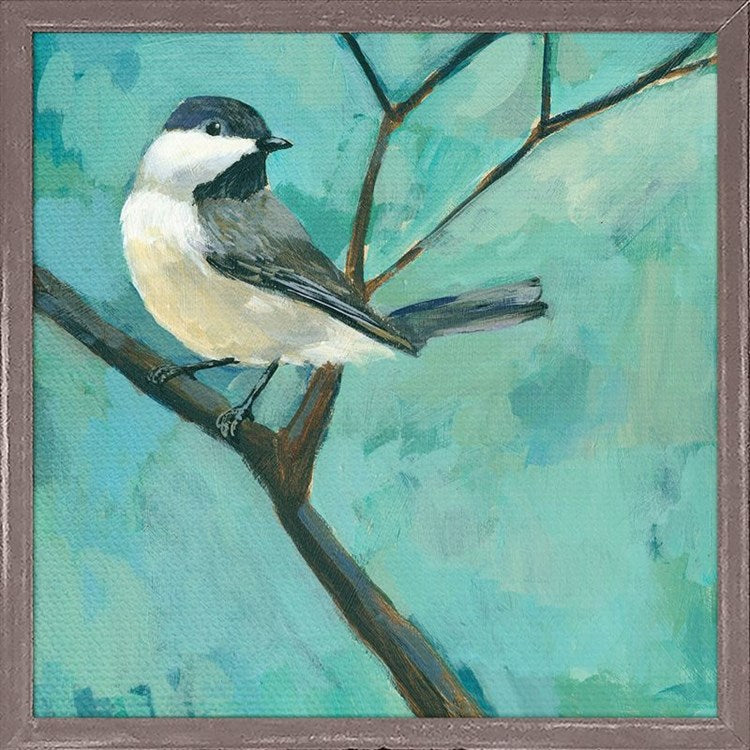 Chickadee On A Branch, Mini Framed Canvas