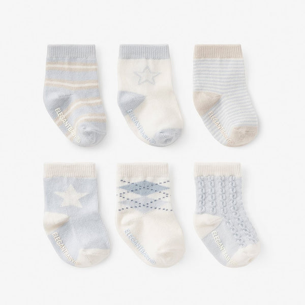 Classic Blue Non-Slip Baby Socks, 6PK