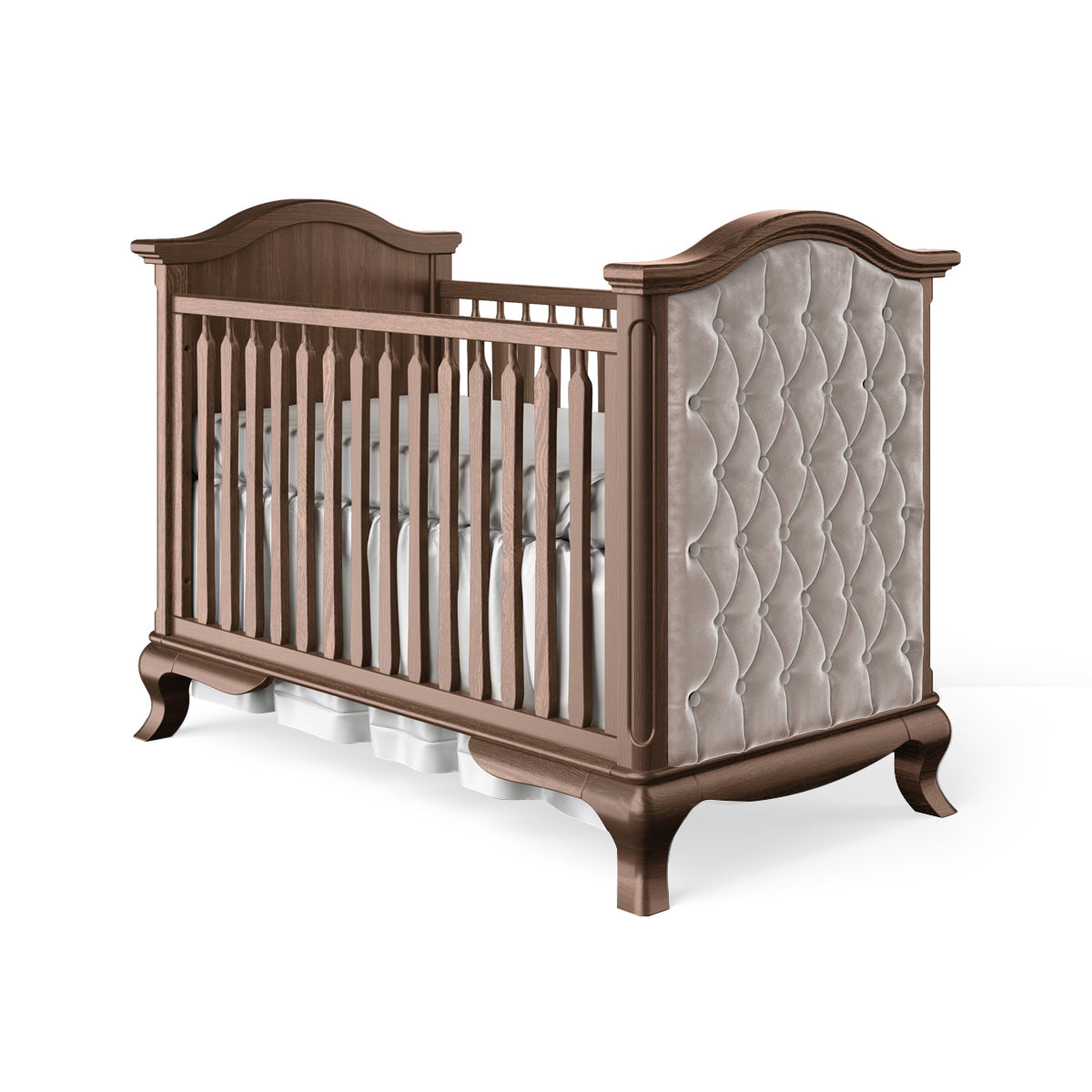 Classic Crib Tufted Panel Nocello with Beige Velvet
