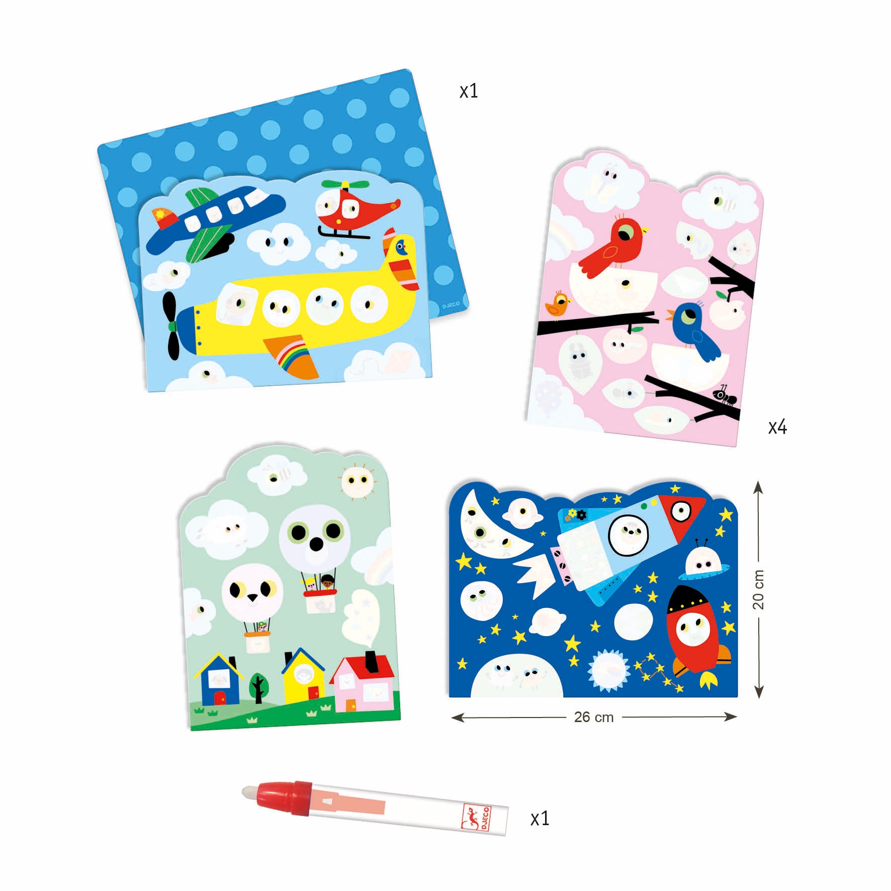 Djeco Coloring Set - Paint w/ Water: Hidden in the Sky