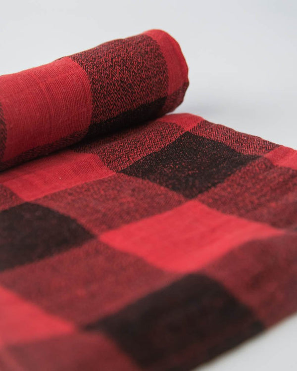 Cotton Muslin Swaddle Blanket Single - Red Plaid