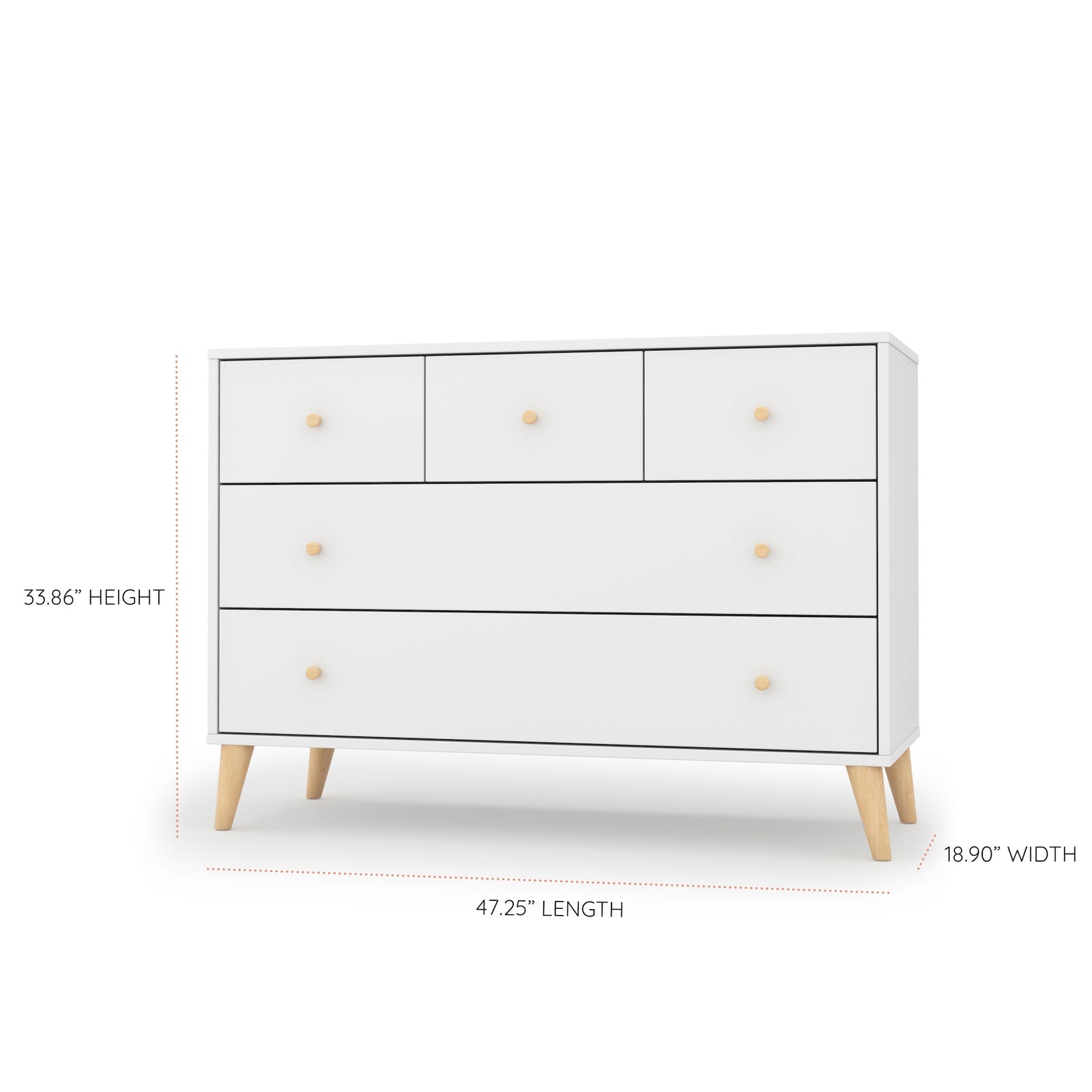 Austin 5-drawer Dresser White/Natural