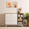 Central Park 3-drawer, Two Shelves Dresser White/Red Oak