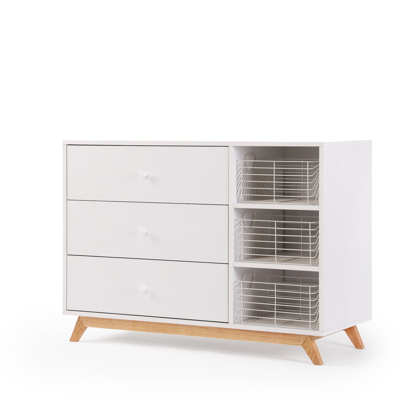 Central Park 3-drawer, Two Shelves Dresser White/Natural