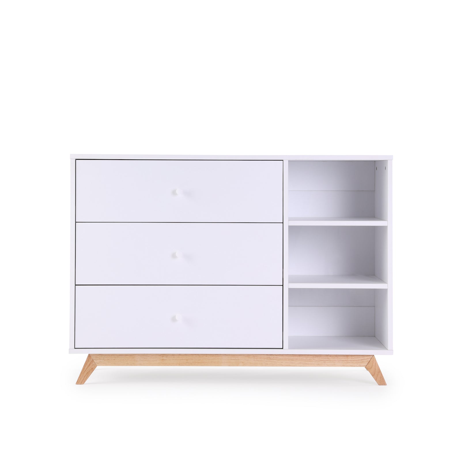 Central Park 3-drawer, Two Shelves Dresser White/Natural