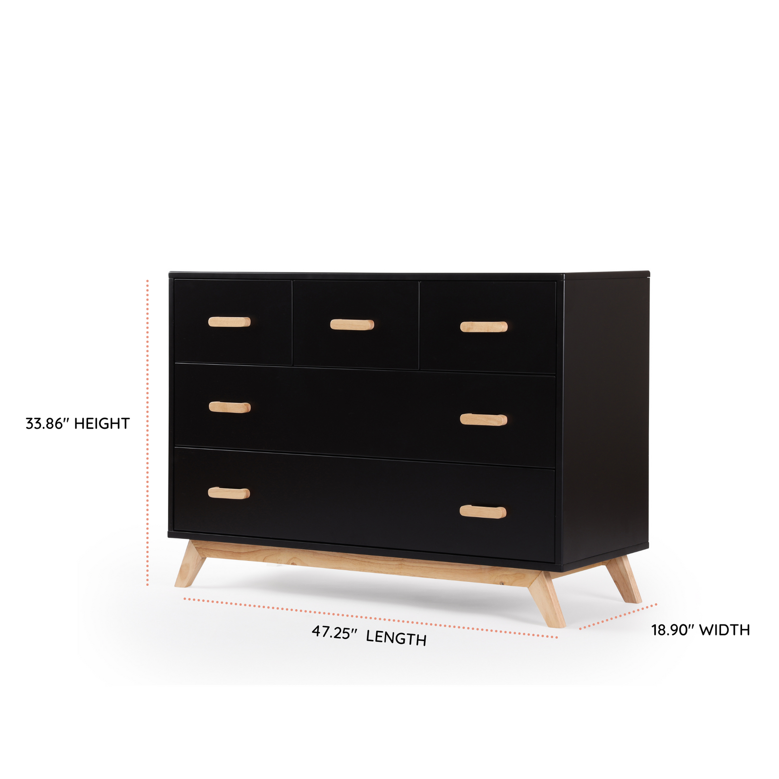 Soho 5-Drawer Dresser Black/Natural