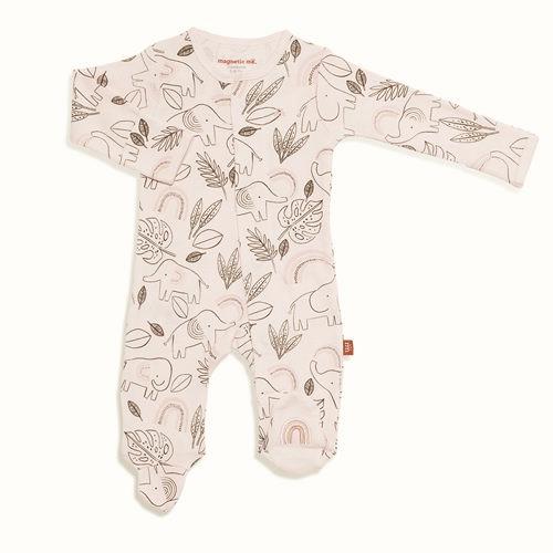 Ellie Go Lucky Organic Cotton Magnetic Footie, Pink