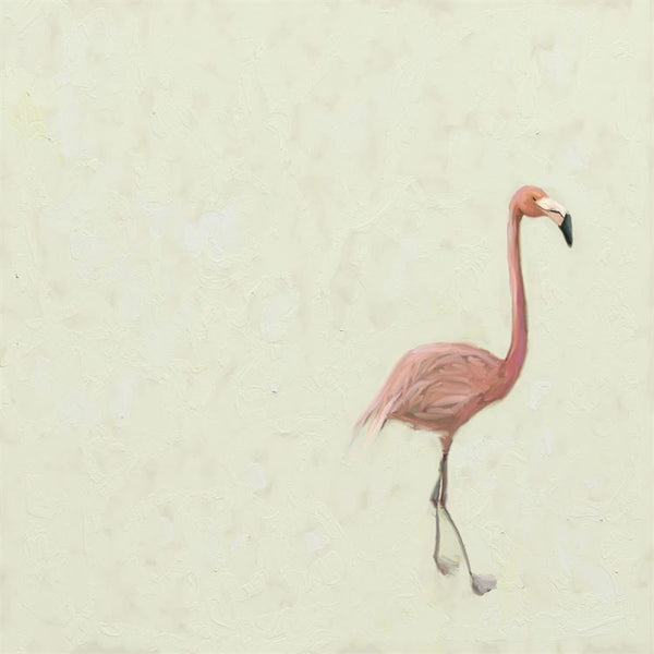 Flamingo Walk, Stretched Canvas Wall Art 10x10