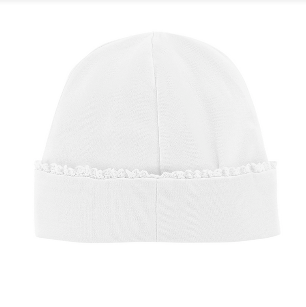Hat With Lace Trim, White