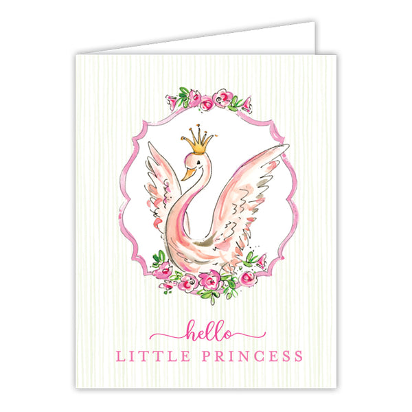 Card - Hello Little Princess Pink Swan in a Frame