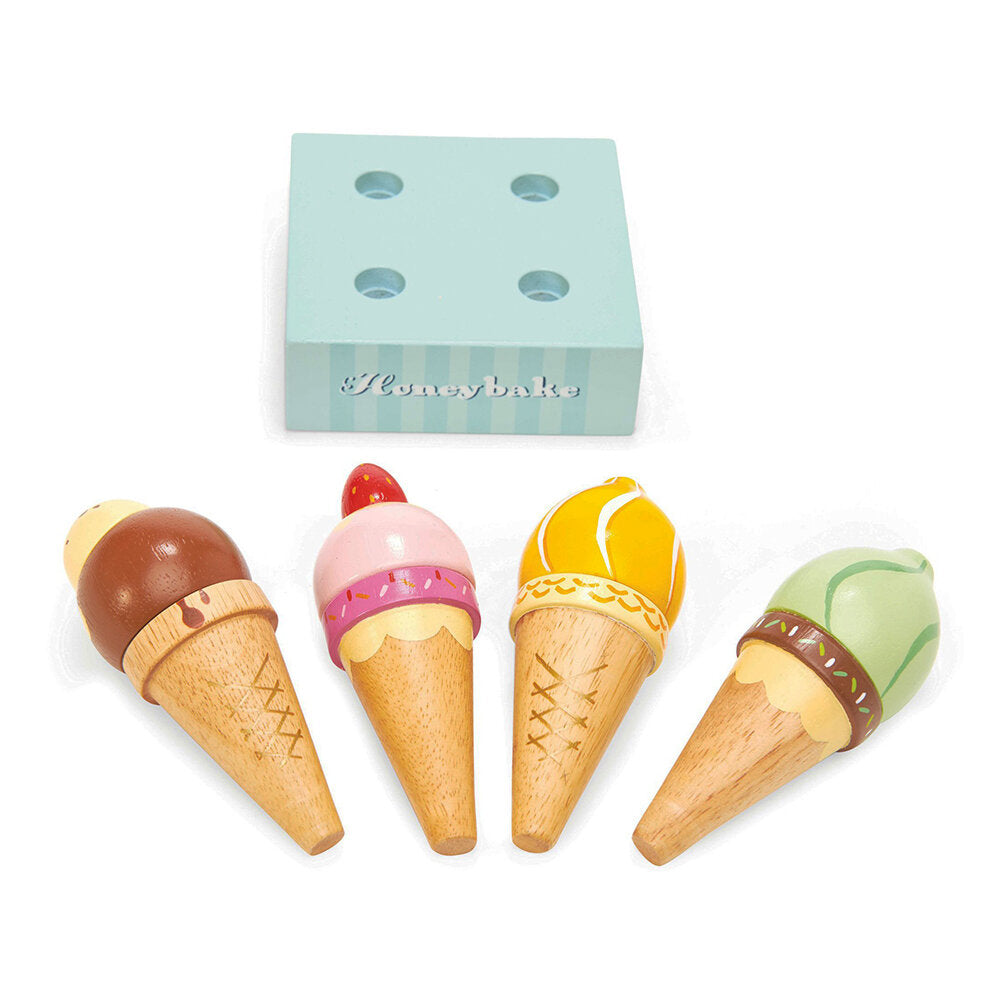 Wooden Ice Cream Cones Set